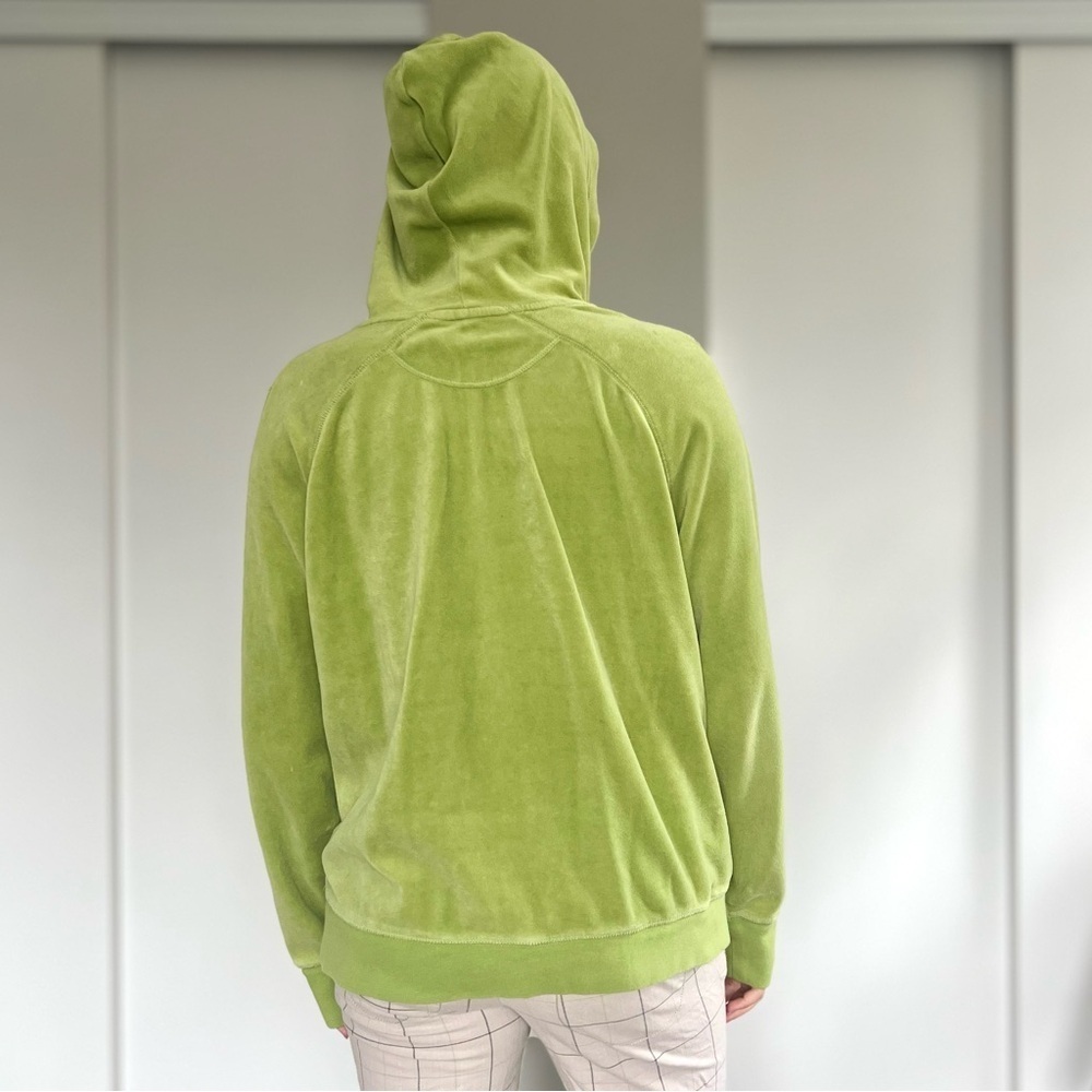 Vintage Old Navy Velour Hoodie - Y2K 90s Retro Streetwear Lounge - Green - XL - Picture 2 of 9